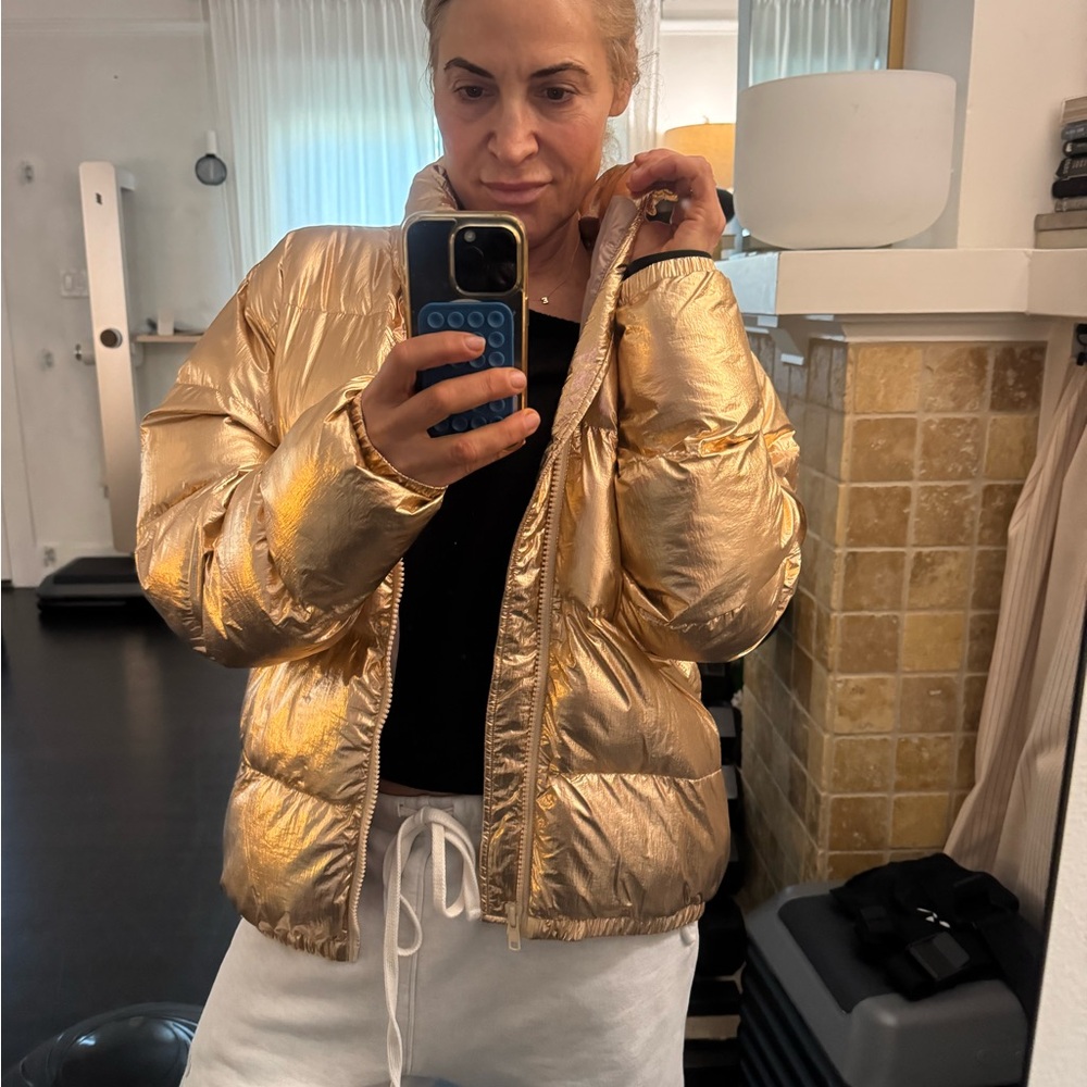American Apparel Metallic Gold Puffer Jacket